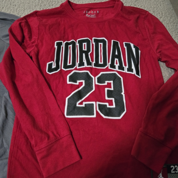 Jordan Red Long-Sleeve Tee with Bold 23 Graphic - Picture 2 of 4